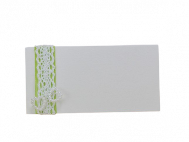 Tischkarte mit Organza, Spitze und Perlenherzen - B2
