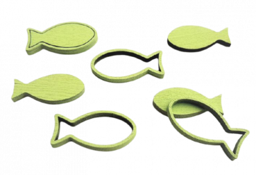 8 Streufische aus Holz in Grün, Grau oder Türkis