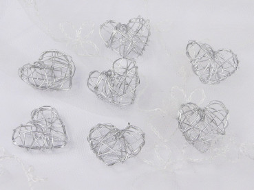 10 Herzen aus Silberdraht 2,5 cm