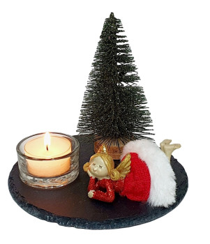 Teelichthalter "Christmas Dream" auf Schieferplatte