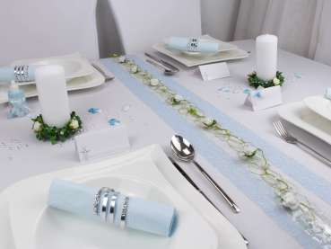 Drahttischläufer, Rosenbeerenband, Creme/Weiß