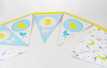 Wimpel-Girlande - zur Taufe, Babyshower - 2