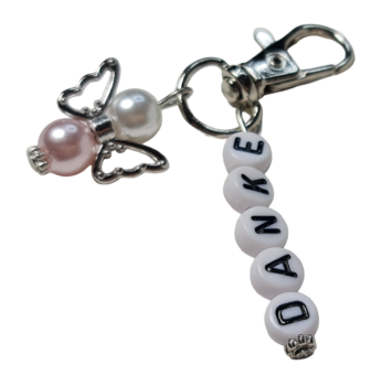 Gastgeschenk, Anhänger - mit einem kleinen Schutzengel in der Farbe Zartrosa und dem Wort "Danke" - 4