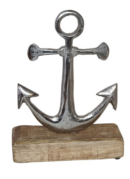 Edler Aufsteller - Anker aus Aluminium auf Mangoholz - 3