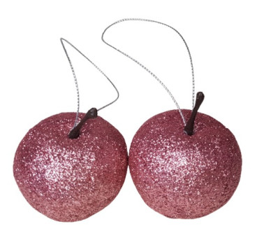 Tischdekoration - ein Glitzerapfel in der Farbe Rosa, Altrosa - 3