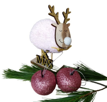 Tischdekoration - ein Glitzerapfel in der Farbe Rosa, Altrosa - 2