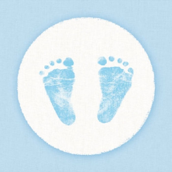Servietten zur Geburt und Taufe, Babyfüßchen, Blau