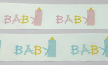 Tischdekoration zur Taufe - Band Baby in zwei Farben. Tischdeko-online zur Taufe 1