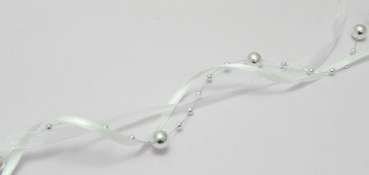 Band mit Satin, Organza und Perlen silber oder gold 2