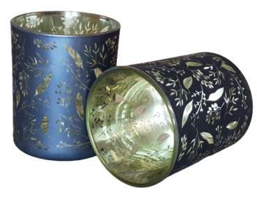 Glaswindlicht mit einem Blattmuster in Anthrazit - 2