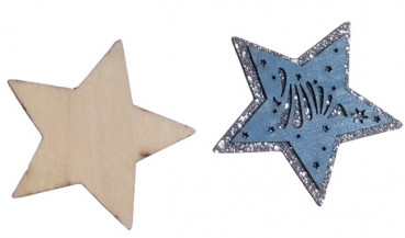 Weihnachtsdeko - 8 blaue Streusterne aus Holz - 3