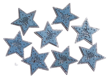 Weihnachtsdeko - 8 blaue Streusterne aus Holz - 1
