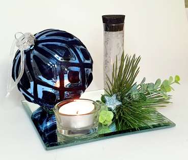 Weihnachtliches Geldgeschenk Teelichthalter "Blue Pearl" - 4