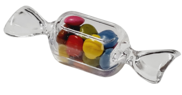 Bonbon aus Kunststoff mit Schokolinsen - Kindergastgeschenk