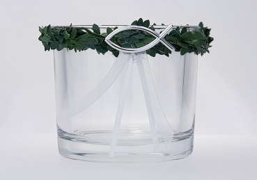 Glaswindlicht mit Buchs und einem Fisch - 2