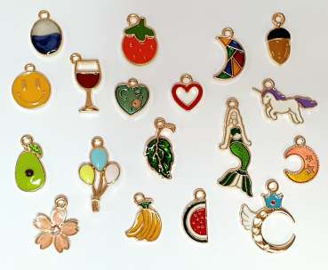 Glasmarker, Glasanhänger, gold/bunt - handmade - 6