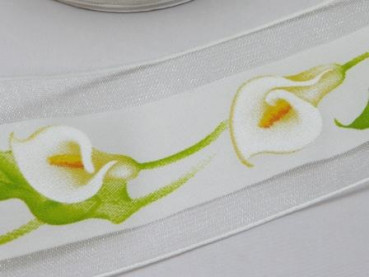 Tischbänder, Tischdekoration - Band Calla mit Satinstreifen 3