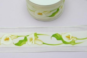 Tischbänder, Tischdekoration - Band Calla mit Satinstreifen 2
