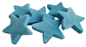 Weihnachtsdeko - 6  salbeigrüne, beflockte Streusterne, 7 cm - 1
