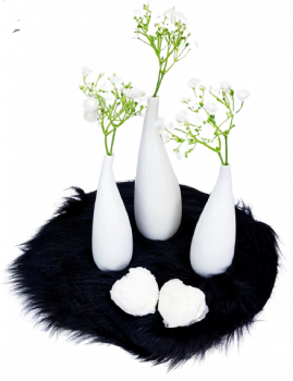 weiße Keramikvasen, Blumenvasen "Curved" in drei Größen - 4