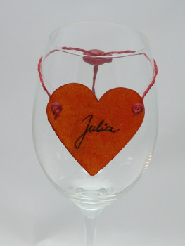 Gastgeschenk, Tischkarte Glas-Anhänger Herz. Tischdeko-online 1