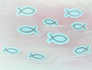 12 Fische aus Filz und Silberstick - 3