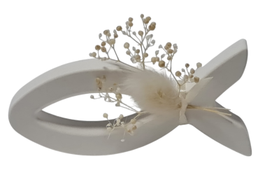 Fisch-Symbol mit Trockenblumen - Gastgeschenk, giveaway - 1
