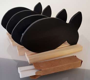 4 Tischkarten in der Form eines Fisches aus Holz - 2