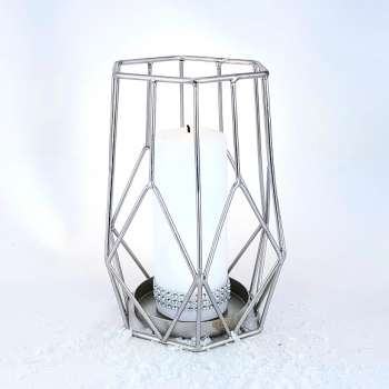 Geometrischer Kerzenhalter aus Metall in der Farbe Silber - 5