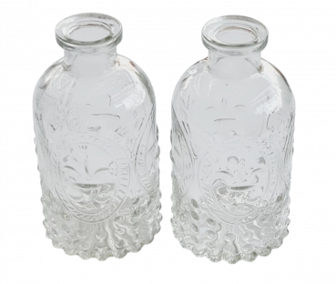 Glasvase, Glasflasche mit Ornamenten, klar - 2