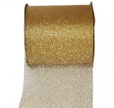 Band "Glittering", gold - Tischband 10 cm