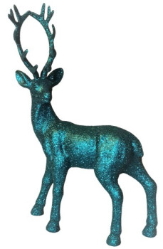 Hirsch in Glitzeroptik in einer tollen Farbe: Smaragdgrün, 30 cm hoch - 1