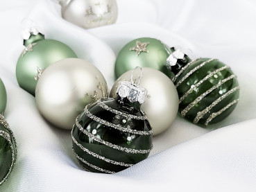 9 kleine Glaskugeln Grün/Gold, Deko zu Weihnachten und Advent - 2