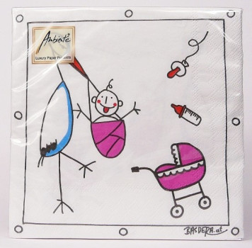 Servietten Hallo Baby in Rosa oder Blau. Tischdeko-online zur Taufe 1