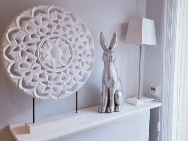Großer Hase in Silber. Osterdeko, Tischdeko zu Ostern -5