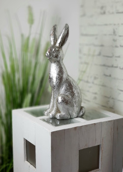 Großer Hase in Silber. Osterdeko, Tischdeko zu Ostern - 2
