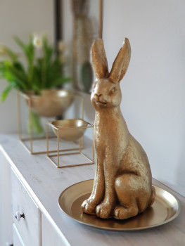 Großer Hase in Gold. Osterhase als Osterdeko. - 2
