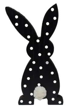 Osterdekoration - großer, schwarzer Hase aus Holz mit weißen Pünktchen - 1