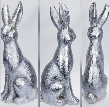 Großer Hase in Silber. Osterdeko, Tischdeko zu Ostern - 4