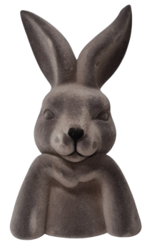 Graue Hasenbüste mit samtig beflockter Oberfläche als elegante Osterdekoration