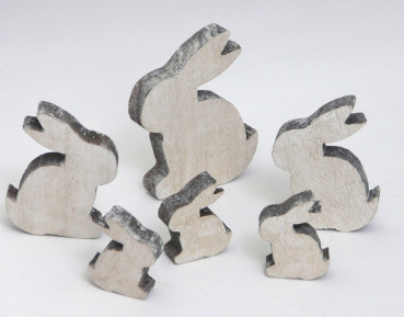 Osterdekoration - Hasenfamilie aus Holz