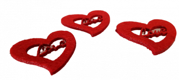 Streudekoration - 24 rote Herzen mit dem Schriftzug "Love" - 2