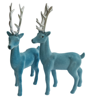 Hirsch, beflockt eisblau - 29 cm - 4