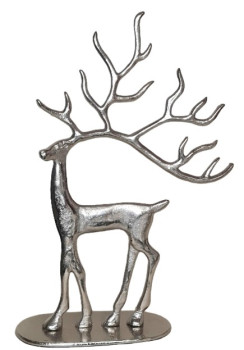 edler Metallhirsch in Silber mit einem imposanten Geweih