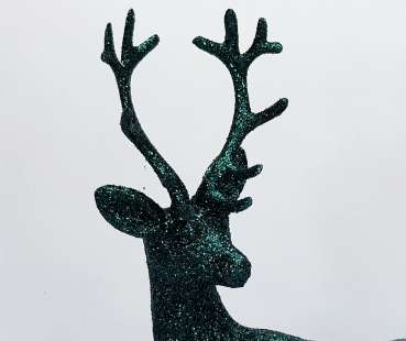 Hirsch in Glitzeroptik in einer tollen Farbe: Smaragdgrün, 30 cm hoch - 4