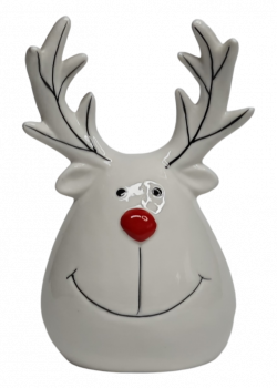 Lustiger Elchkopf aus Keramik mit roter Nase – Weihnachtsdeko - 5