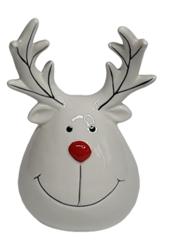 Lustiger Elchkopf aus Keramik mit roter Nase – Weihnachtsdeko - 1