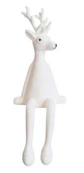 Weißer Hirsch Kantenhocker mit Geweih – Weihnachtsfigur 33 cm für festliche Dekoration