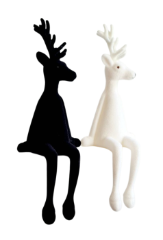 Sitzende Hirschfigur als Kantenhocker – elegante Weihnachtsdeko auf Regal oder Fensterbank