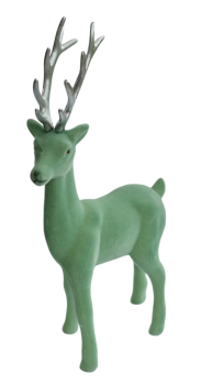 Hirsch, beflockt salbeigrün - 29 cm - 1